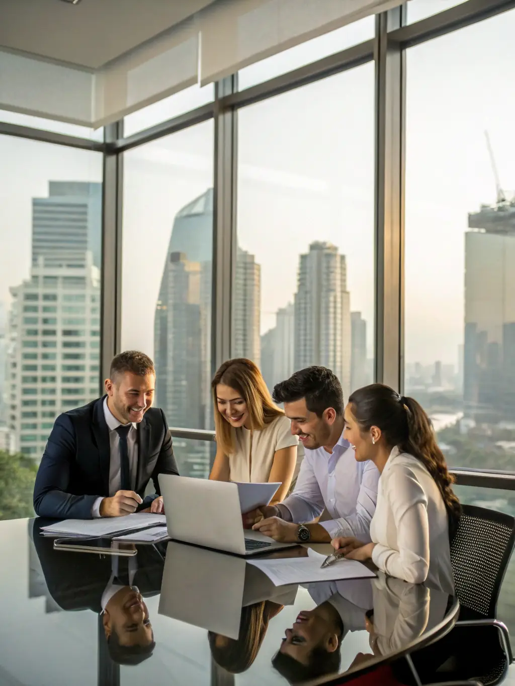 A photograph showcasing a diverse group of stakeholders engaged in a productive coalition meeting, emphasizing the collaborative spirit fostered by Perafox Solutions.