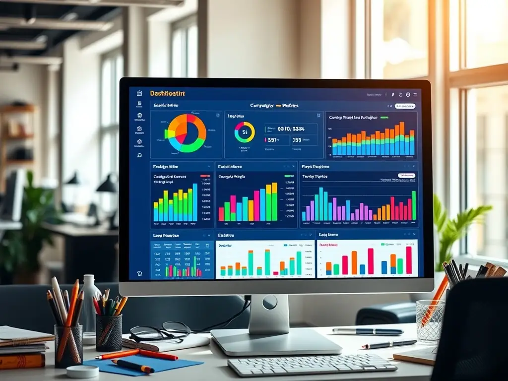 A digital marketing dashboard displaying real-time analytics and campaign metrics, illustrating the data-driven approach to digital campaigns.