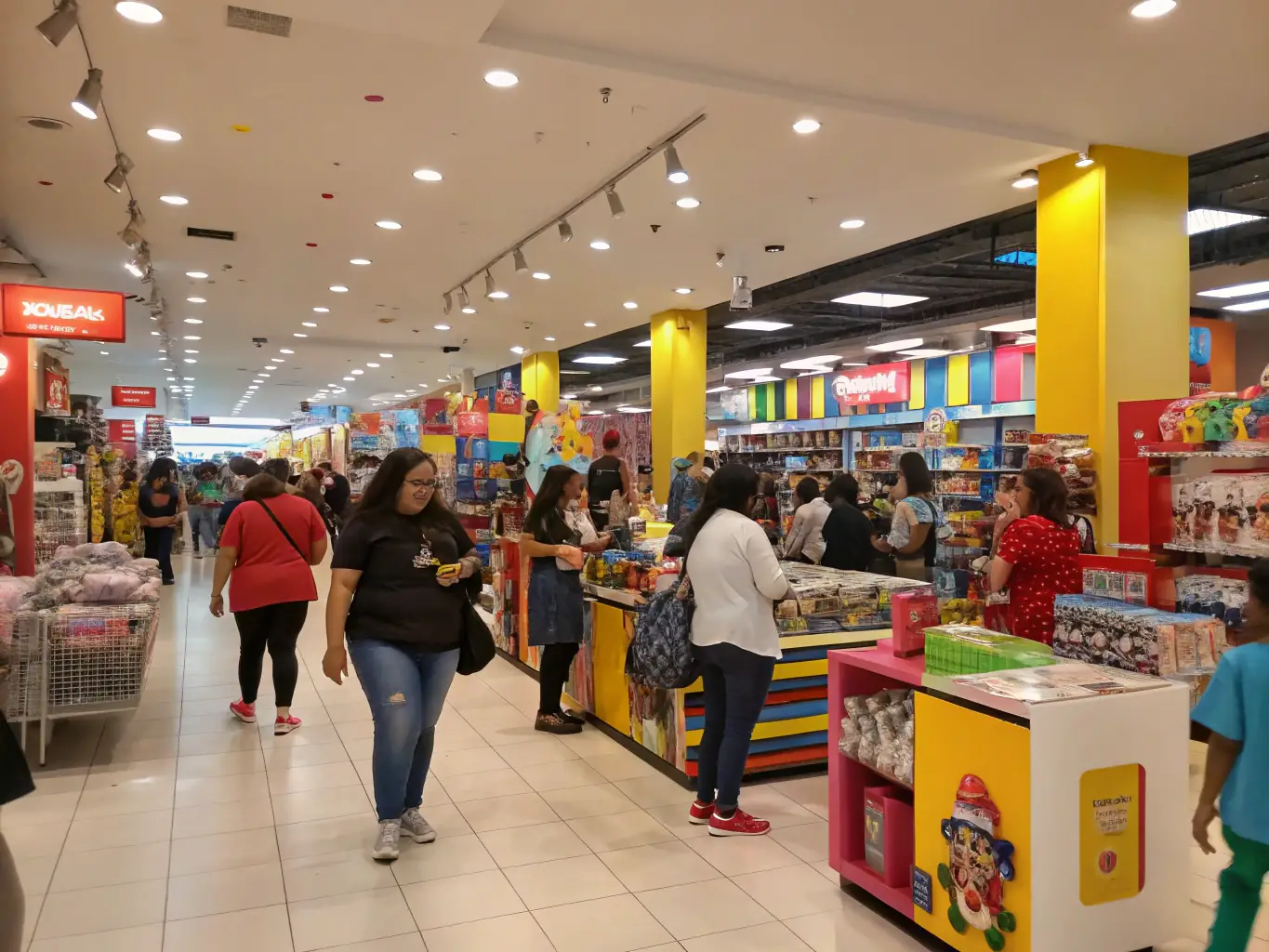 A modern retail store with shoppers browsing products, representing the retail industry.
