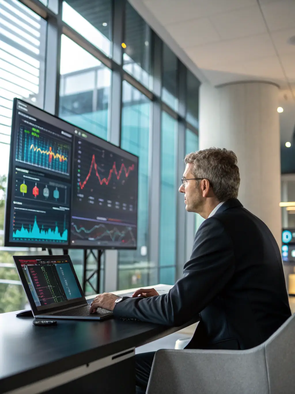 A visual representation of a data dashboard with interactive charts and graphs, illustrating the data system implementation service provided by Perafox Solutions.
