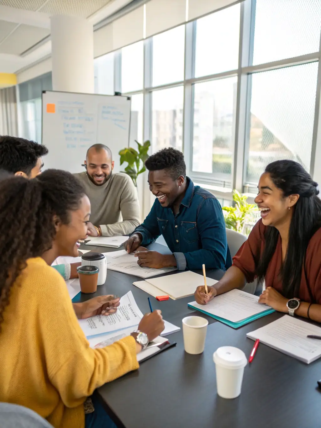 An image depicting diverse individuals from various organizations collaborating around a table, emphasizing the coalition development service offered by Perafox Solutions.